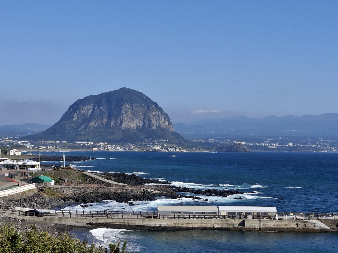 Sanbangsan Mountain bell-shaped volcanic peak with ocean views in South Jeju